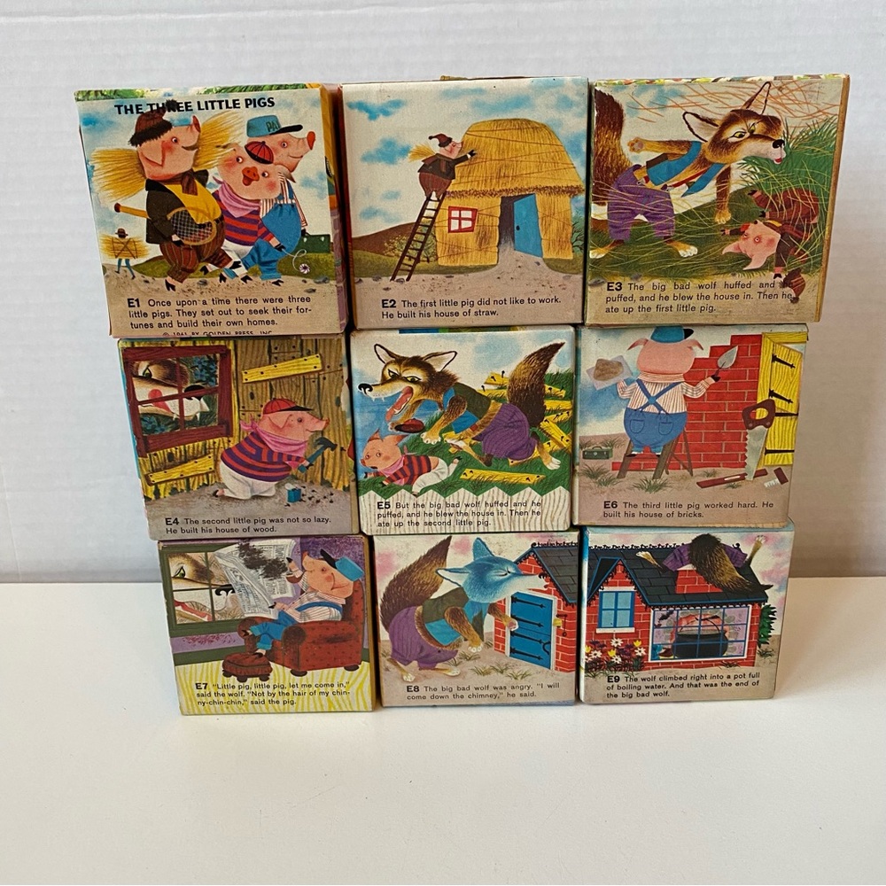 Vintage 1961 Playskool Golden Book Fairy Tale Story Picture Puzzle Blocks - Picture 12 of 14